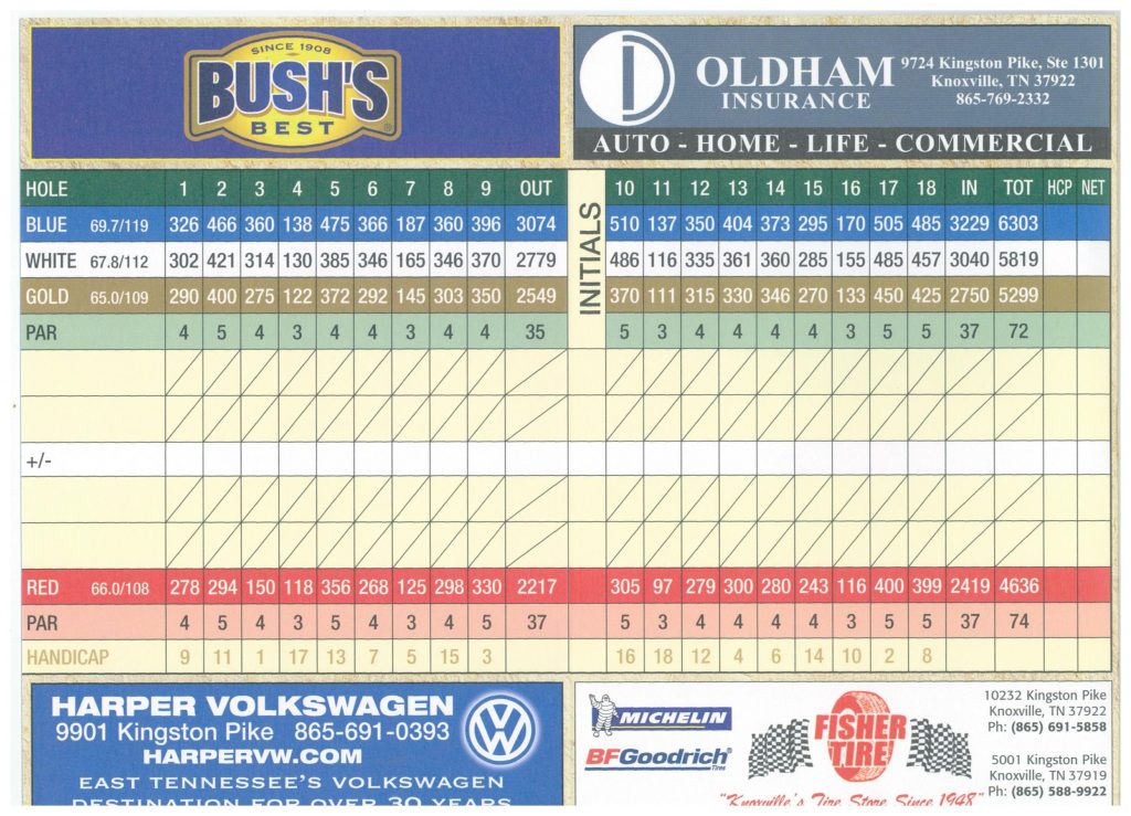 Scorecard Dead Horse Lake Golf Course Knoxville Public Golf Course Scorecard Dead Horse Lake Golf Course Knoxville Public Golf Course